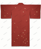 Vintage Seiden-Kimono mit Kranich-Muster auf Holzständer