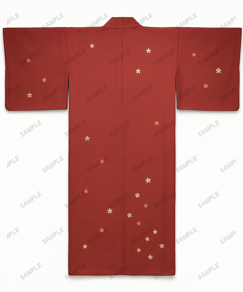 Vintage Seiden-Kimono mit Kranich-Muster auf Holzständer