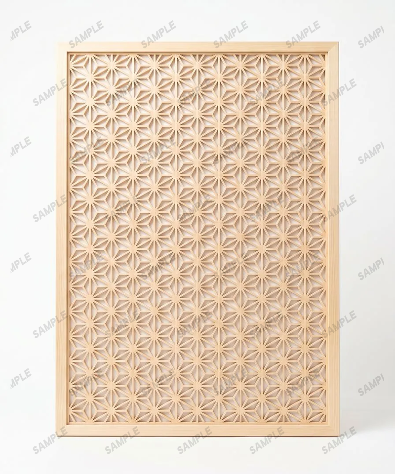 Kumiko Wandpaneel aus Hinoki mit Asanoha-Muster