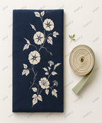 Yukata Sommer-Kimono in indigo-blau mit Trichterwinden-Muster